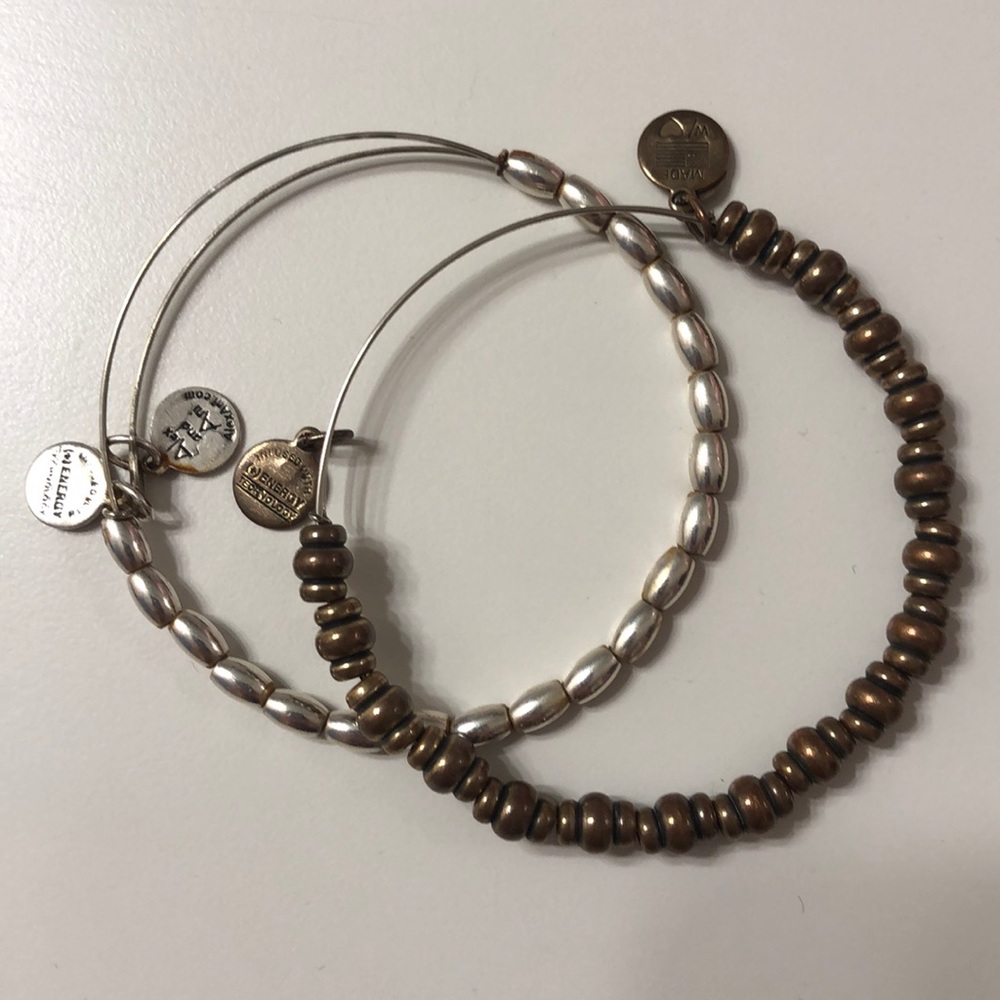 Alex and Ani silver and rose gold bead bracelet